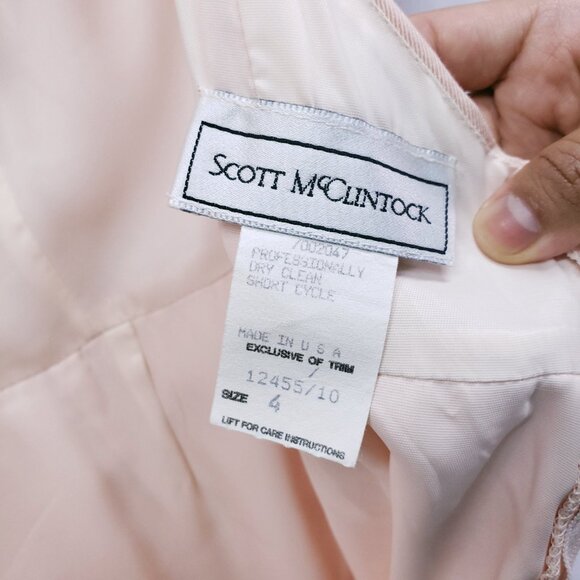 Vintage 80s Scott McClintock Pink Lace Sequin Skirt Suit Dress 4 Peplum Formal - Picture 12 of 16